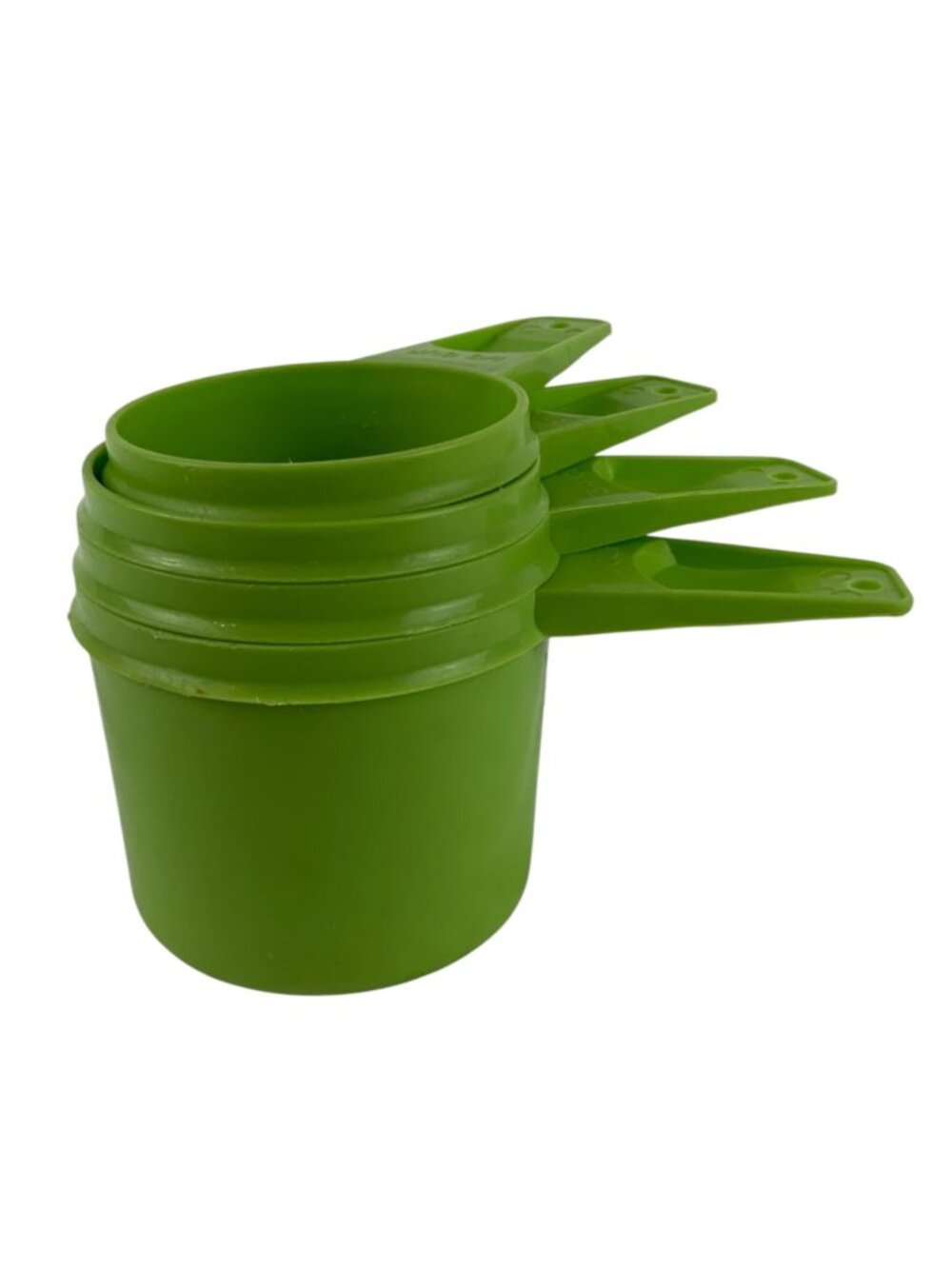 Vintage Tupperware Measuring Cups Set Of 4 Green Plastic 1 To 1/3 Cup